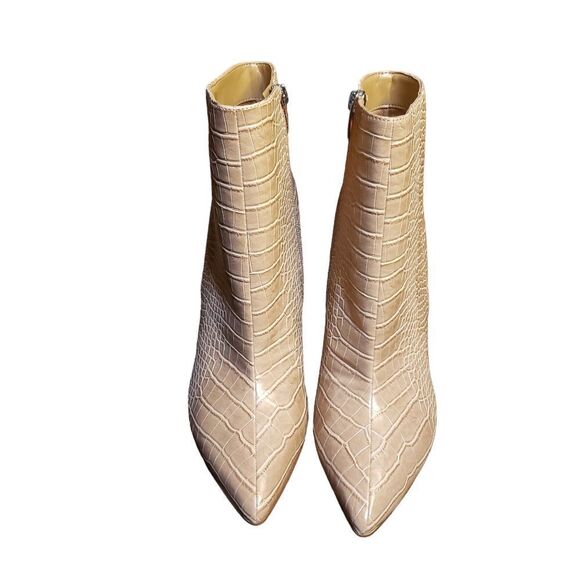 Nine West Nude‎ Embossed Faux Snake Heeled Booties Size 11 - Picture 4 of 11